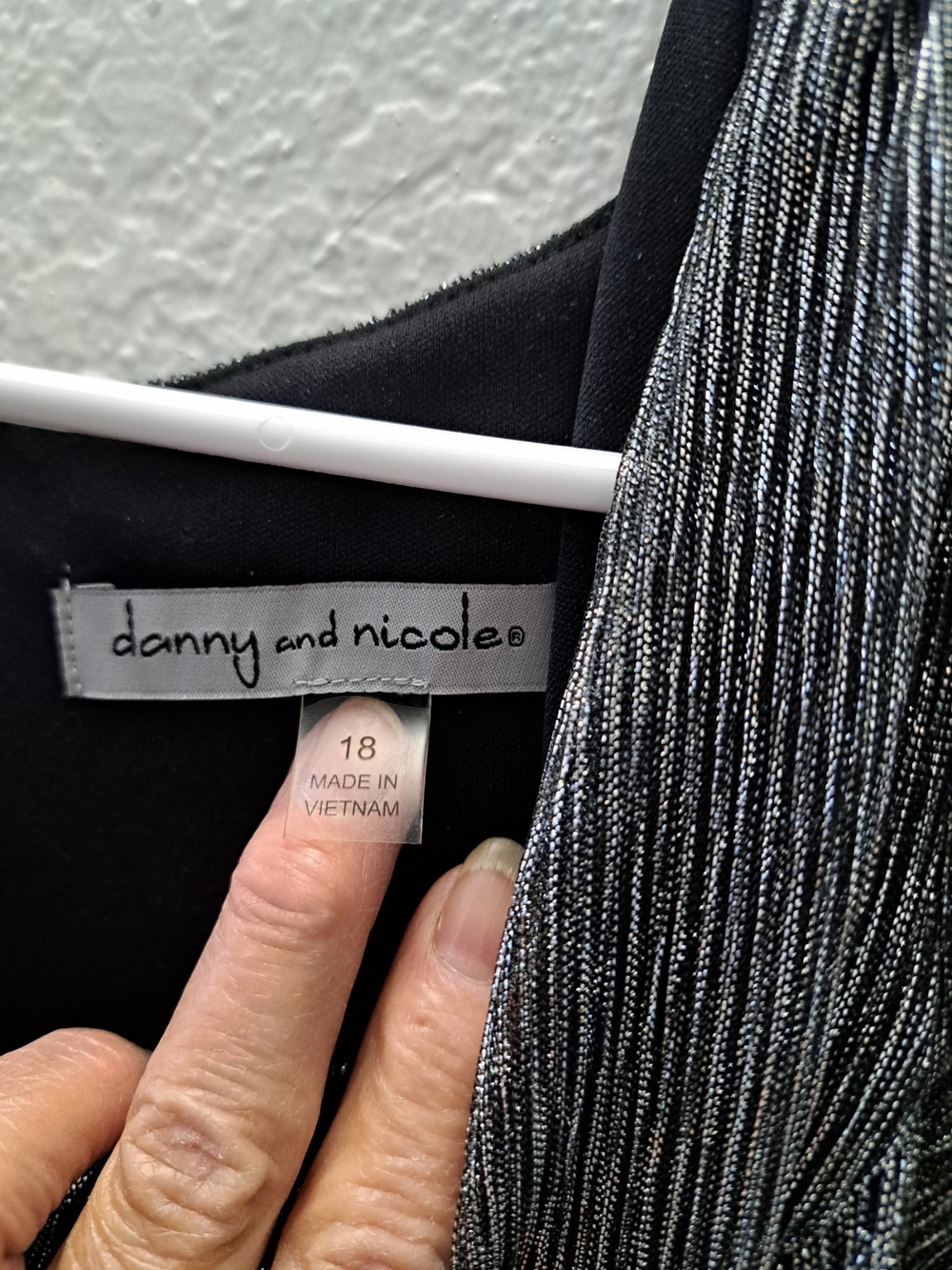 Danny & Nicole Metallic Silver Midi Dress with Flutter Sleeves - Picture 3 of 3